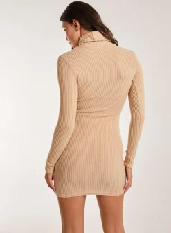 Soft Brushed Roll Neck Dress