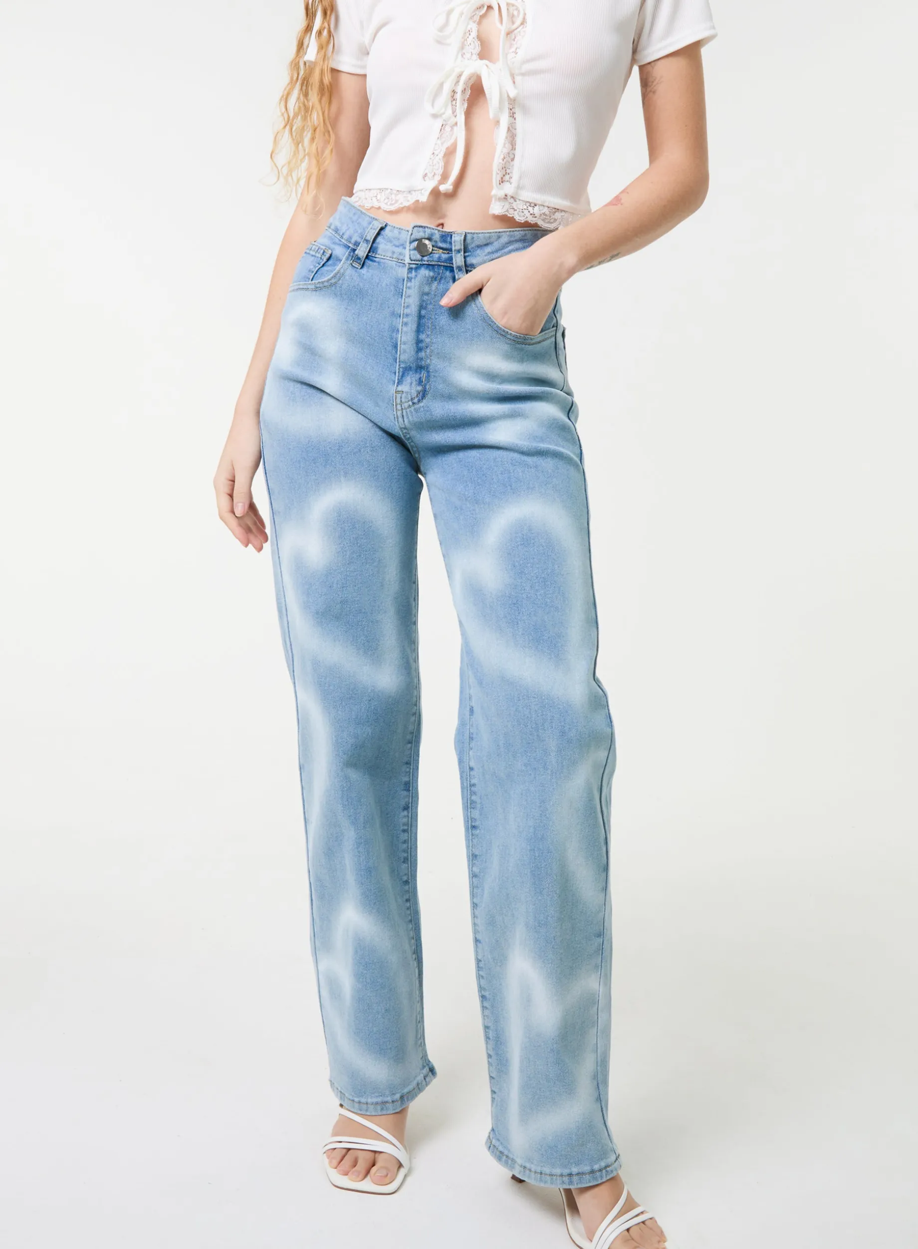 Spray Heart Detail Jeans