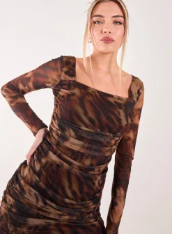 Square Neck Animal Print Dress