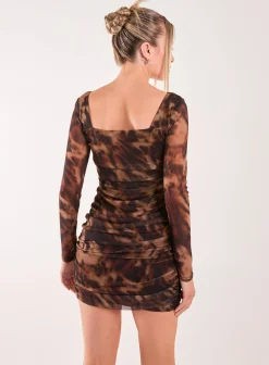 Square Neck Animal Print Dress