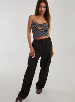 Stripe Twist Cut Out Bandeau Top