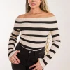Striped Bardot Knit Top