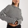 Striped Knitted Turtle Neck Jumper