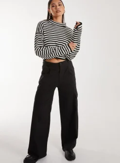 Striped Knitted Turtle Neck Jumper