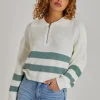 Striped Zip Up Knitted Jumper