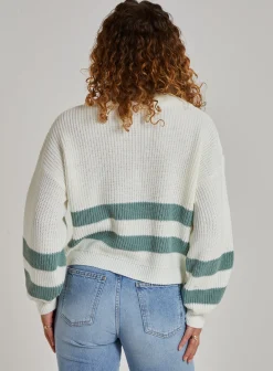 Striped Zip Up Knitted Jumper