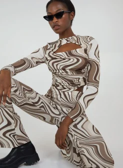 Swirl Print Cut Out Top
