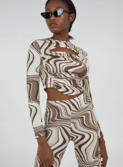 Swirl Print Cut Out Top