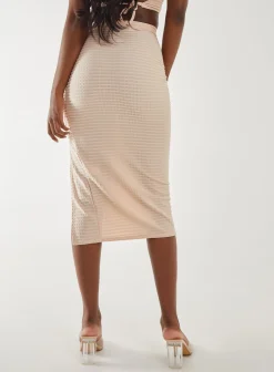 Textured Jersey Midi Skirt