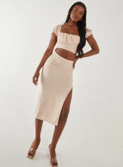 Textured Jersey Puff Sleeve Top