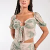 Tie Dye Puff Sleeve Butterfly Top