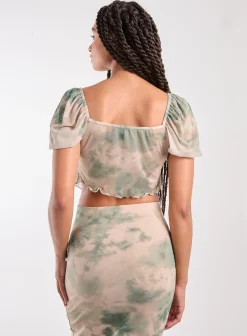 Tie Dye Puff Sleeve Butterfly Top