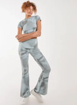 Tie Dye Rib Fold Over Flares