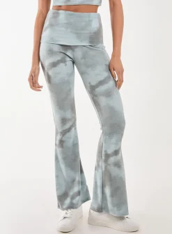Tie Dye Rib Fold Over Flares