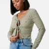 Tie Front Cutwork Cardigan