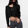 Tie Front Cutwork Cardigan
