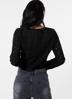 Tie Front Cutwork Cardigan