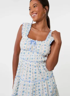 Tie Front Tiered Milkmaid Mini Dress