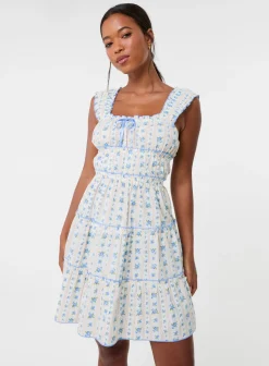Tie Front Tiered Milkmaid Mini Dress