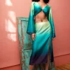 Tie Waist Ombre Split Hem Midi Skirt
