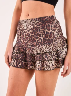 Tiered Leopard Ruffle Rara Mini Skirt