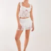 Tiered Ruffle Lace Mini Skirt