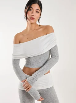Two Tone Bardot Top