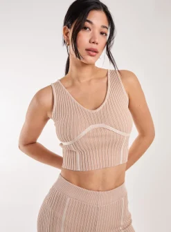 Two Tone Rib Corset Detail Top