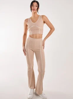 Two Tone Rib Corset Detail Top
