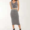 Two Tone Rib Midi Skirt