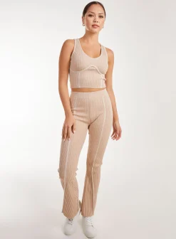 Two Tone Rib Seam Detail Flares
