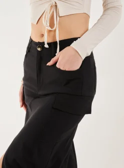 Utility Cargo Midi Slit Skirt
