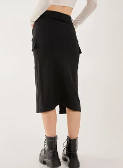 Utility Cargo Midi Slit Skirt