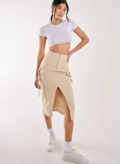 Utility Pocket Detail Midi Skirt