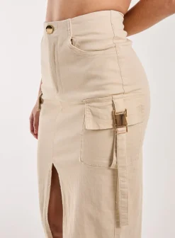 Utility Pocket Detail Midi Skirt