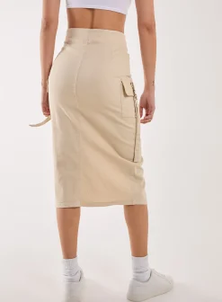 Utility Pocket Detail Midi Skirt
