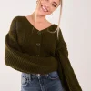 V Neck Cropped Knitted Cardigan