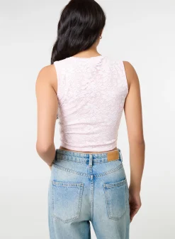 V Neck Lace Crop Top