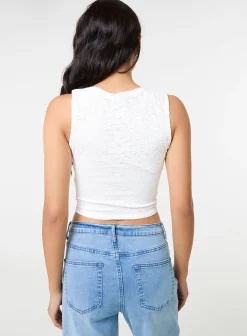 V Neck Lace Crop Top