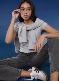 Washed Relaxed Fit High Waist Jeans