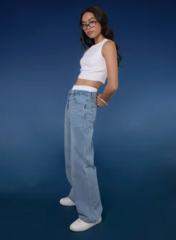 Washed Relaxed Fit High Waist Jeans