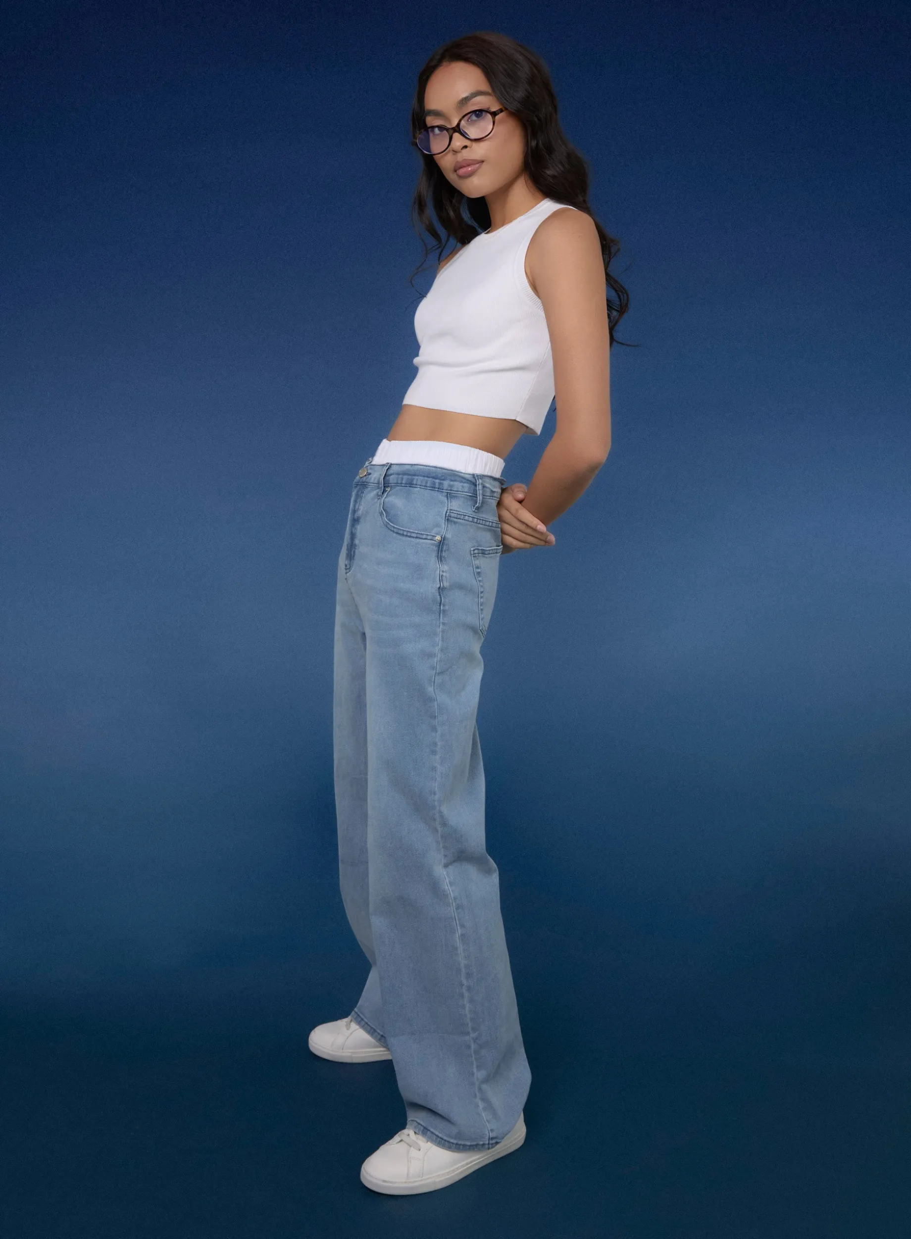 Washed Relaxed Fit High Waist Jeans