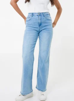 Washed Relaxed Fit High Waist Jeans