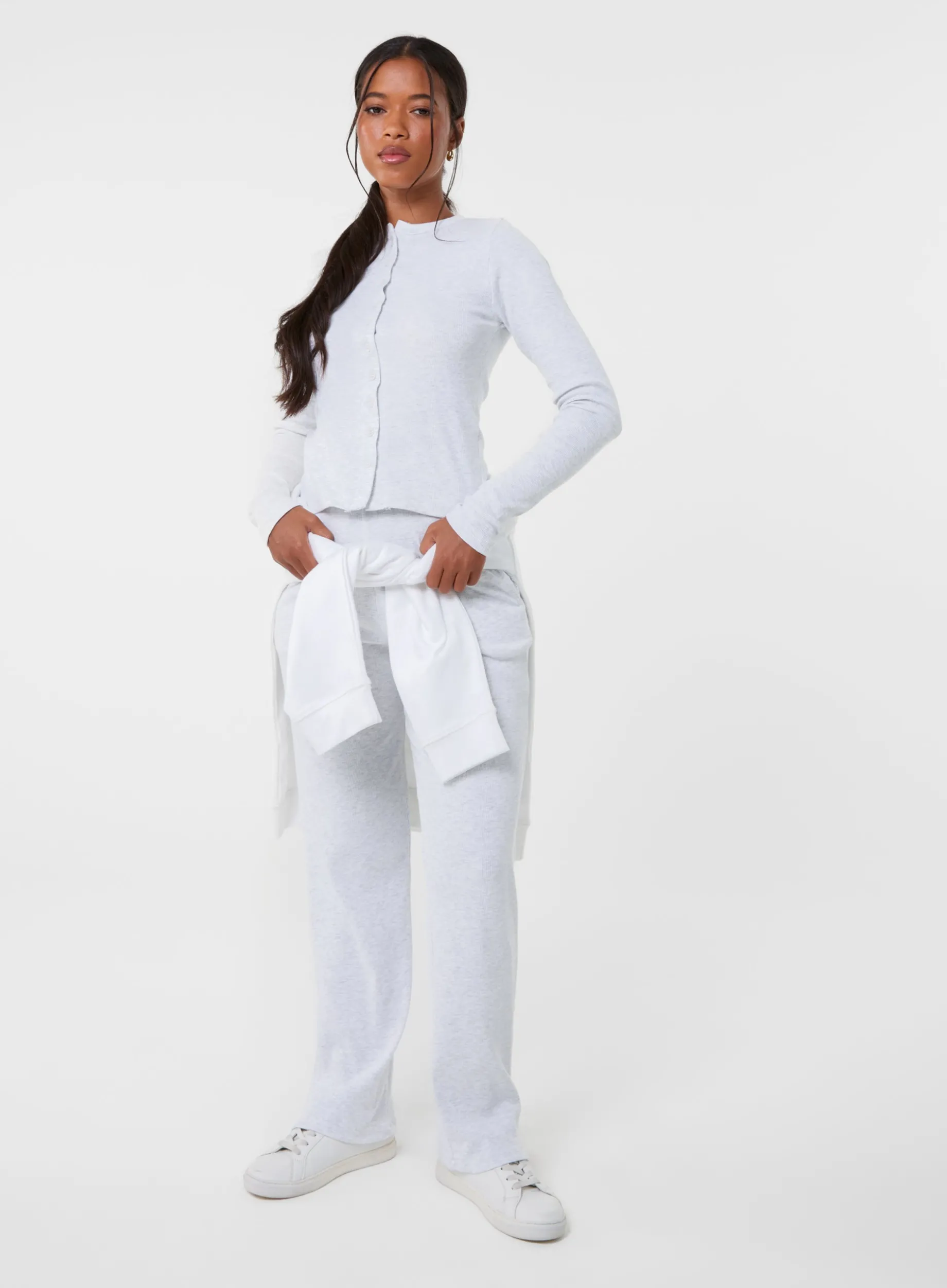 Wide Leg Ribbed Trousers