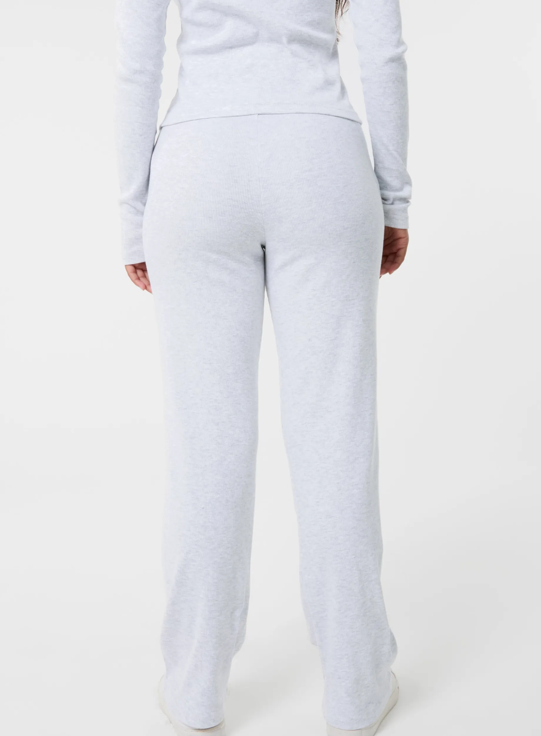 Wide Leg Ribbed Trousers