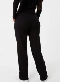 Wide Leg Ribbed Trousers