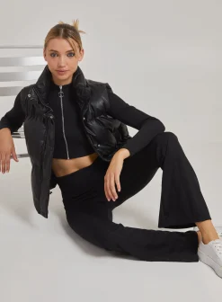 Wide Ribbed Flare Trousers